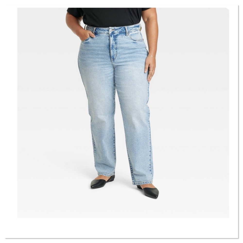 Women’s High Rise 90’s Straight Leg Jeans Ava & Viv Light Stone Wash